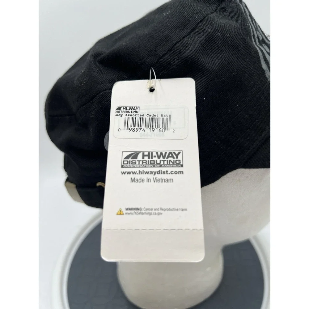 Wild Wear Womens Dragonfly Rhinestone Cadet Hat Black Distressed Military Cap